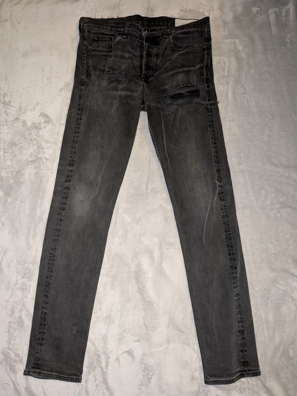 Rag & Bone Fit 2 Slim Fit Jeans Mens 33 Washed Black Gray Stretch Denim